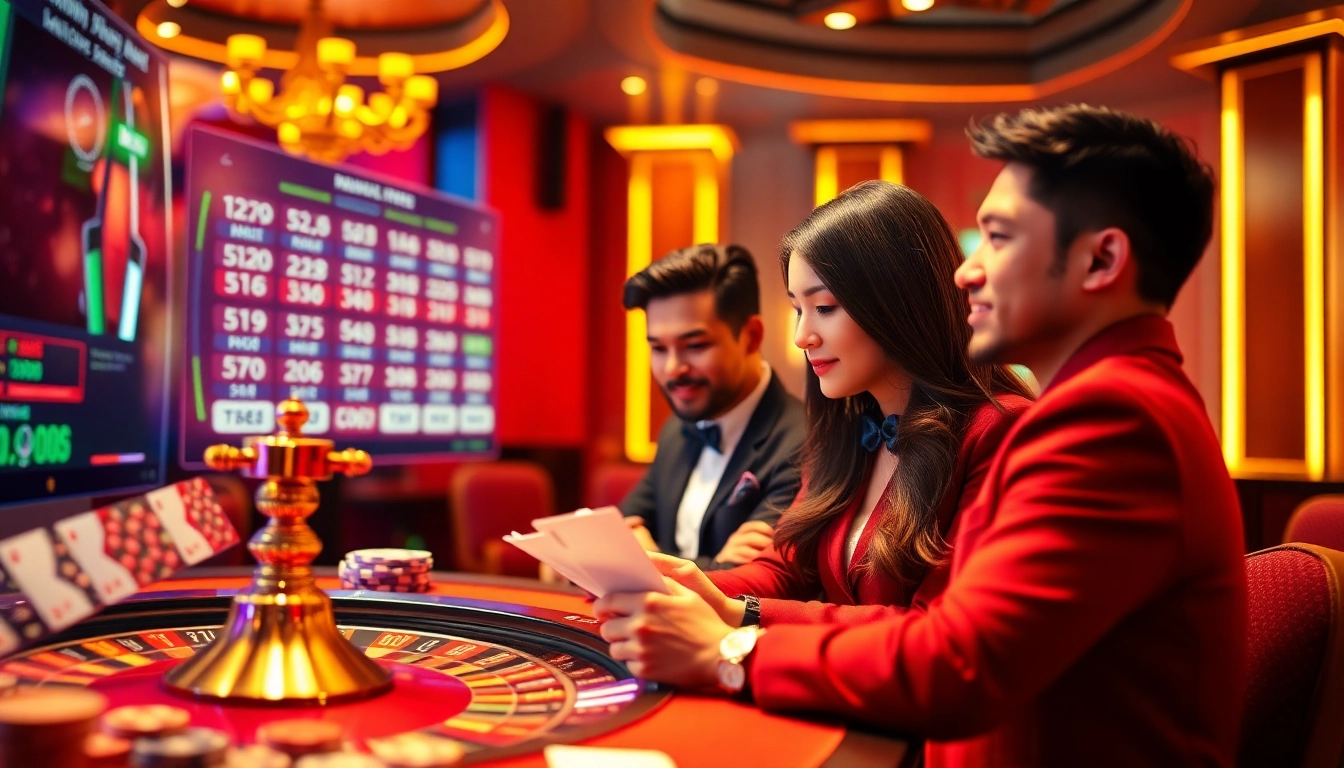 Engaging online gambling scene featuring Đánh Lô Đề Online betting slips and poker chips.
