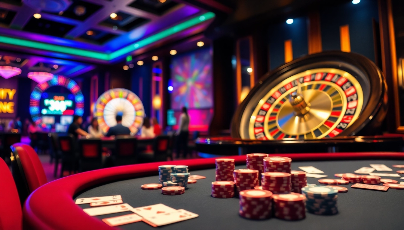 Experience high-stakes gaming action at 98win vin with players at a casino table