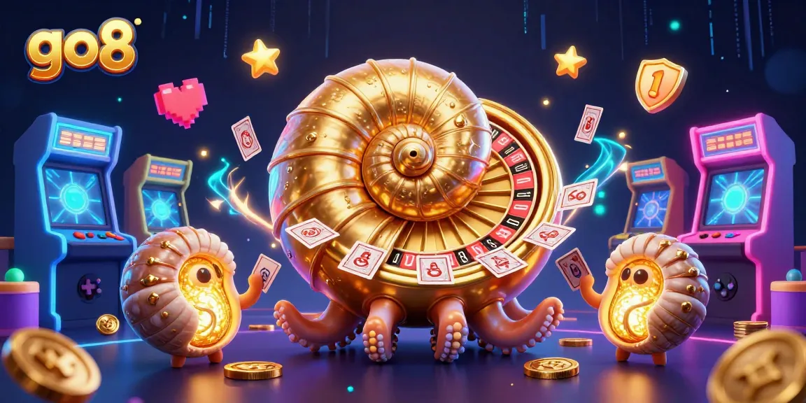 Engage in thrilling go8 gaming with a vibrant casino scene featuring a giant nautilus roulette.