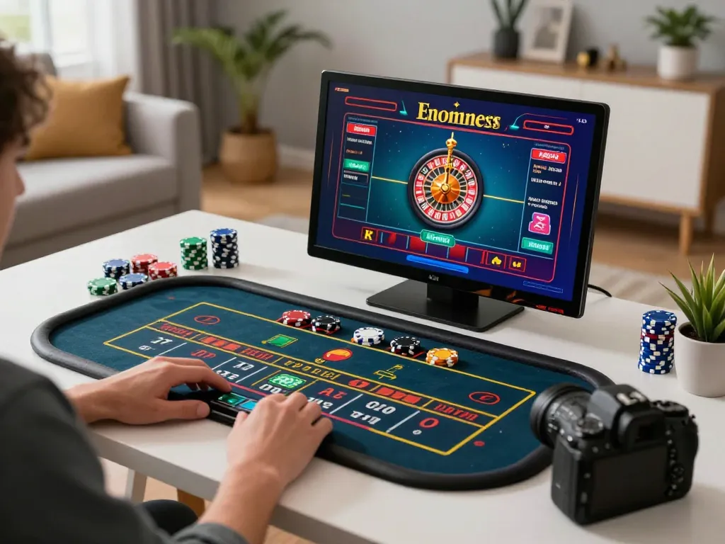 Engaging game at home with BL555 on tablet, featuring vibrant roulette interface and warm lighting.