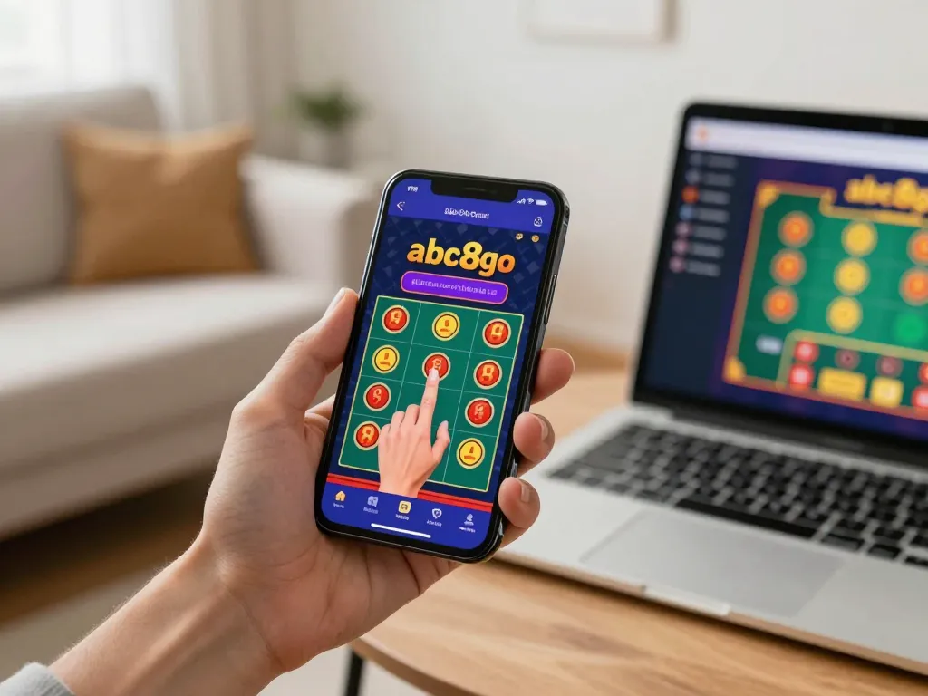 Engaging in betting on the abc8go app showcasing live dealer games with a smartphone.