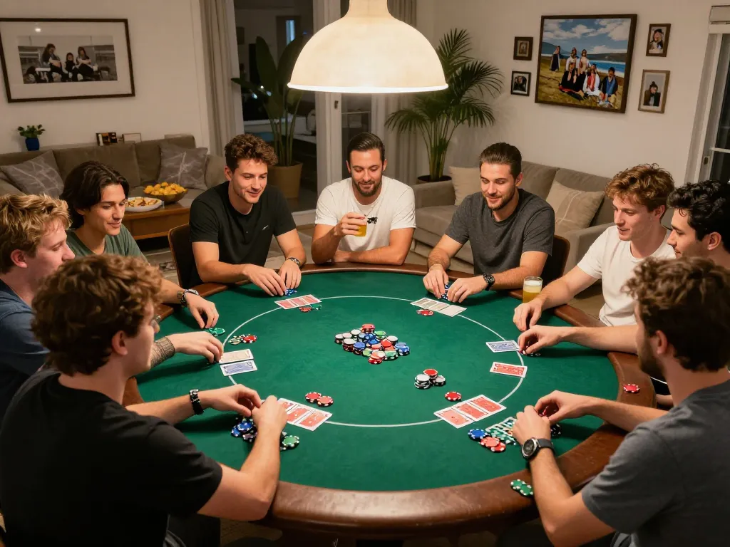 Players enjoying an exciting game đổi thưởng during a friendly home poker night.