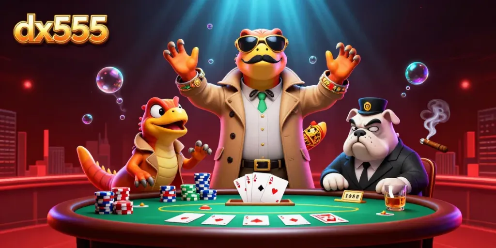 Engage in thrilling poker experiences at dx555 with raptors attempting entry into a VIP casino lounge.