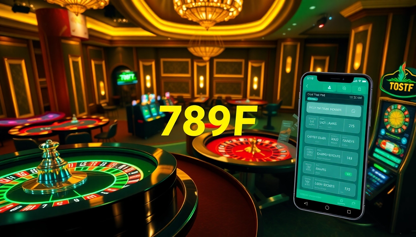 Engage with 789F's online casino experience featuring vibrant slot machines and poker tables.