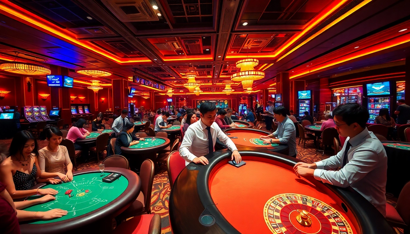 88clb casino atmosphere with players at gaming tables enjoying their experience