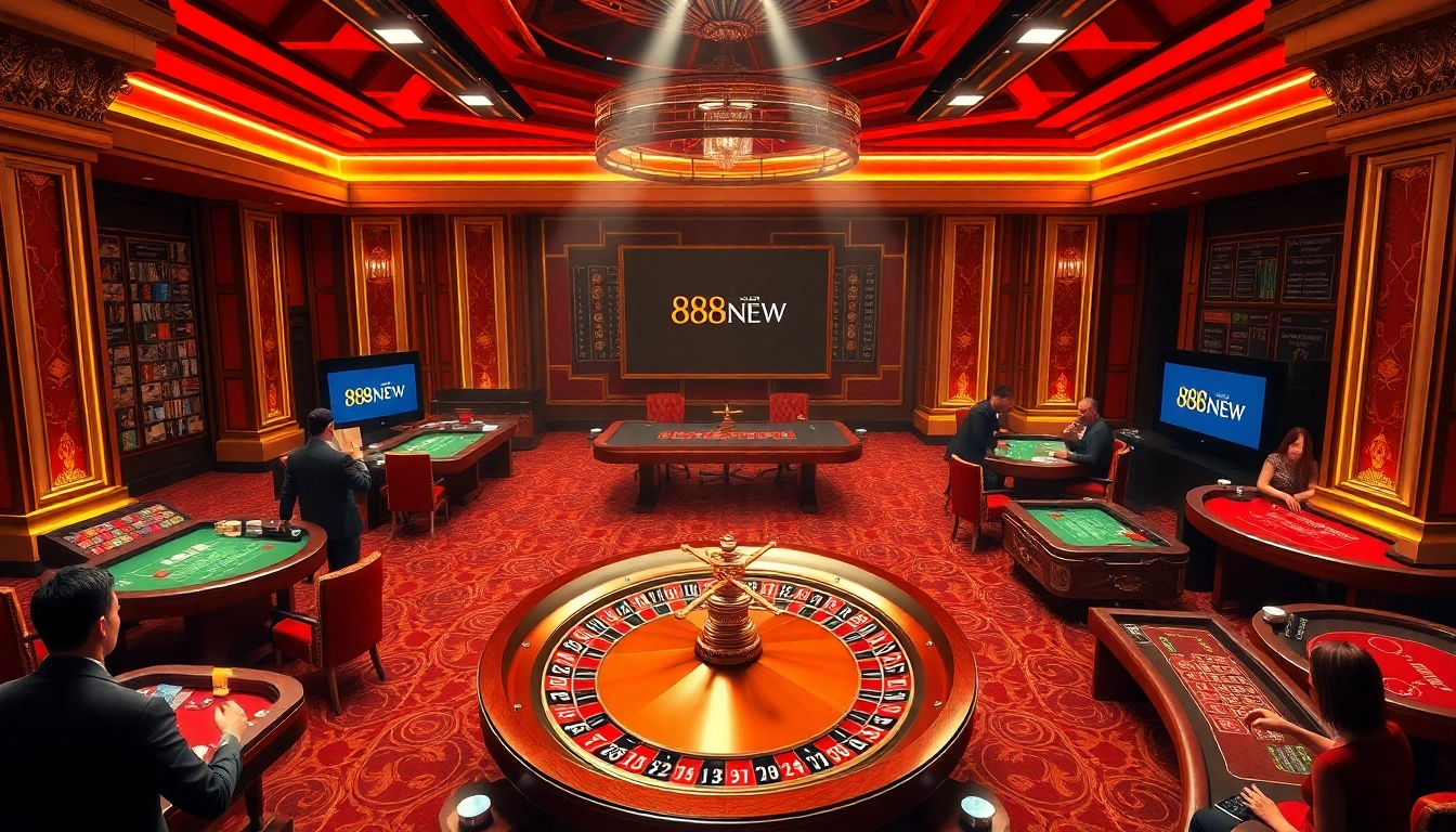 Players enjoying high-stakes games at nhà cái 888NEW's luxurious online casino.