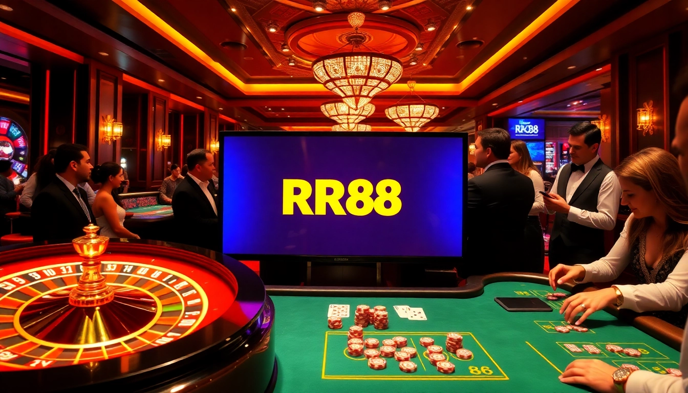 Experience the excitement of RR88 with vibrant casino tables and engaged players immersed in high-stakes action.