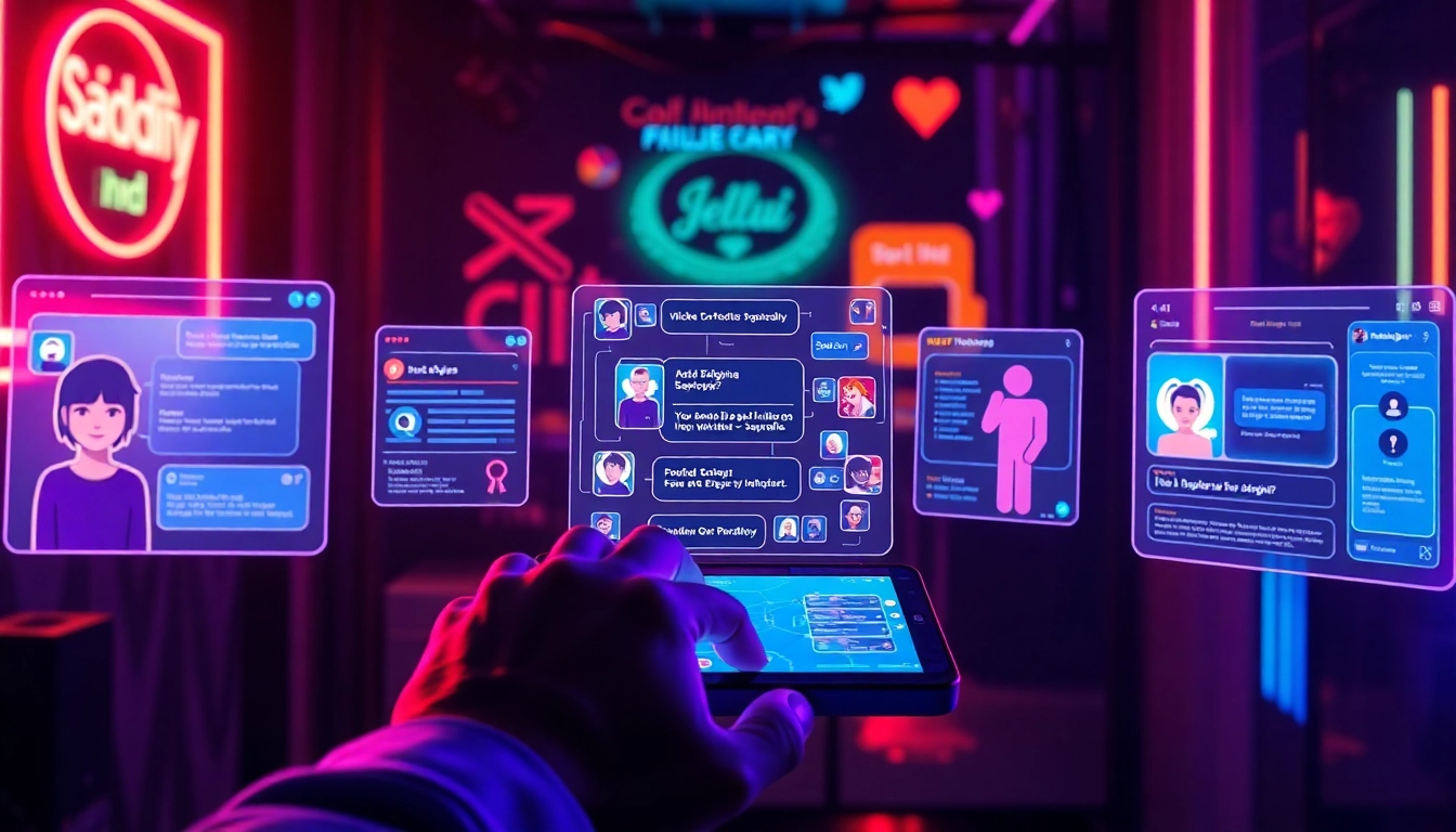 The best NSFW AI platforms showcased through interactive user interfaces, highlighting vibrant colors and engaging character designs.