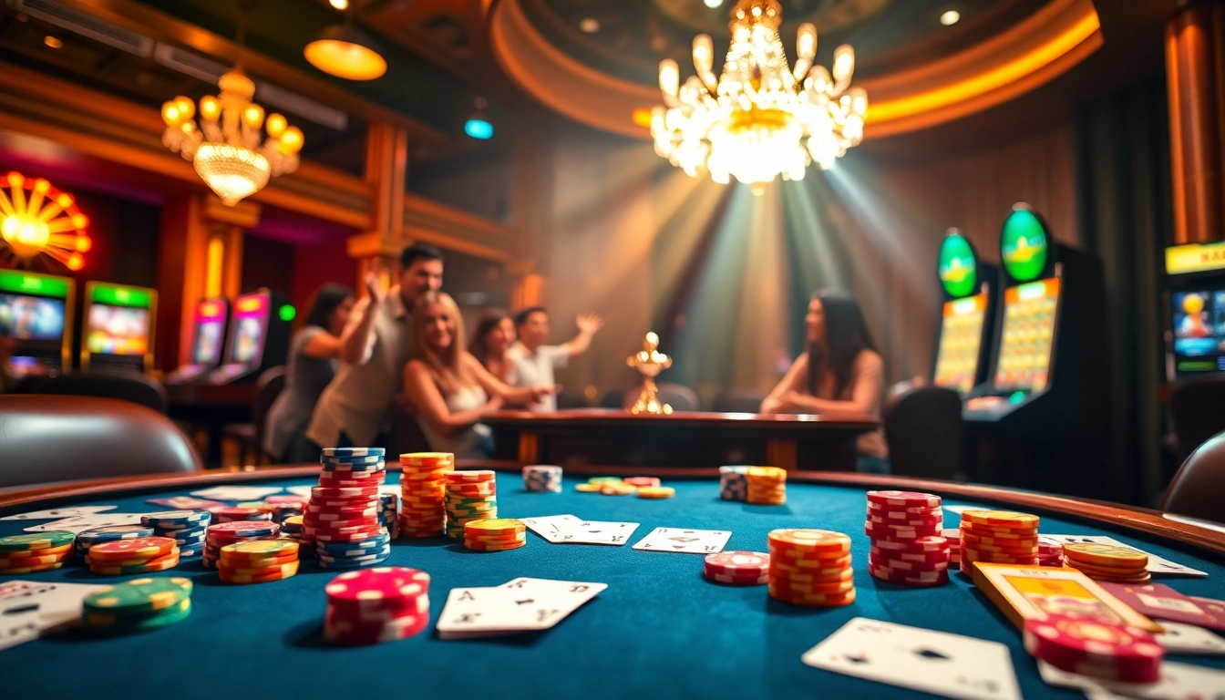 Exciting F168 casino atmosphere with vibrant gaming table and colorful chips.