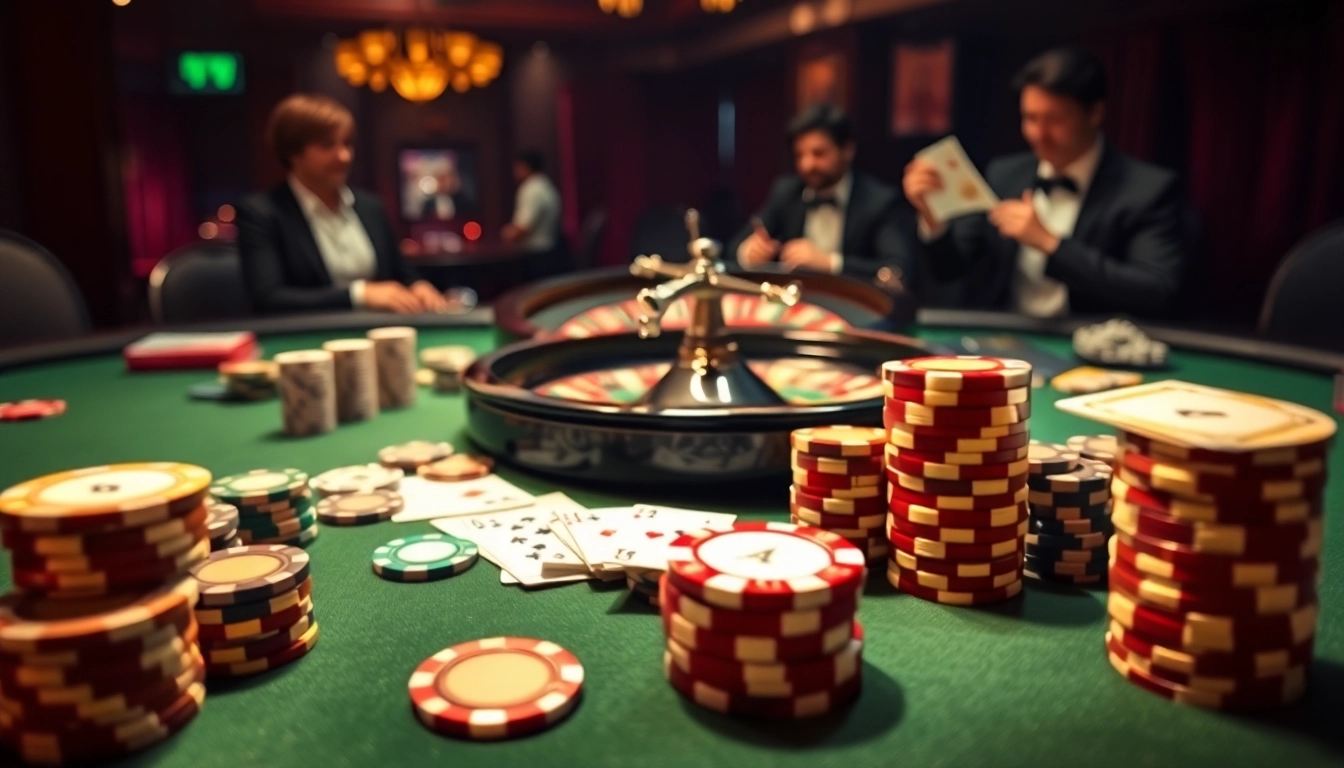 Winning at a luxurious poker table in a casino setting featuring https://x88.law/ and colorful chips.